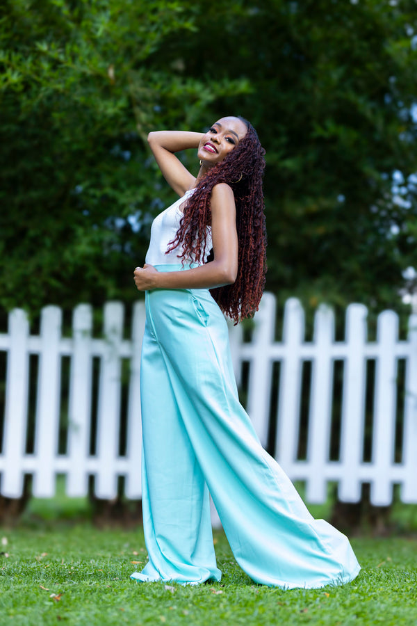 Mrembo Wideleg Palazzo Pants - Turqouise Blue