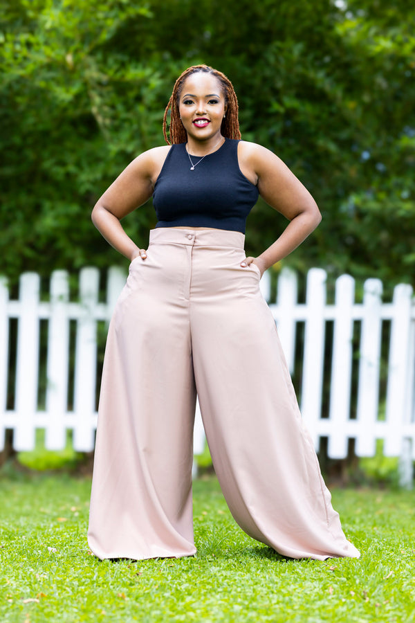 Mrembo Wideleg Palazzo Pants - Nude