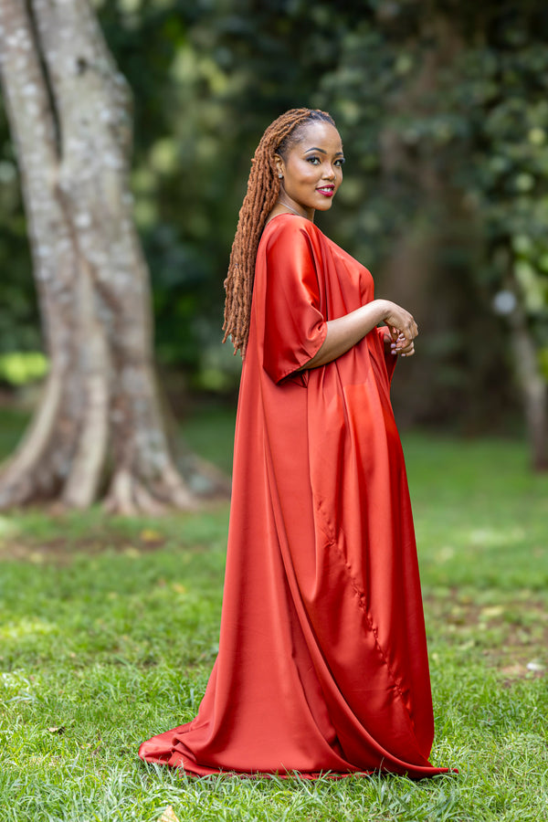 Carica Silk Kaftan - Rust