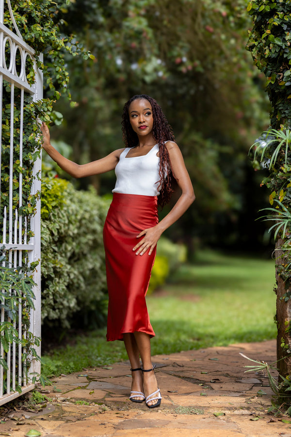 Lulu silk skirt - Rust